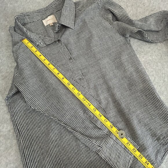 SKIES ARE BLUE Shirt Sz S Blue White Pinstripe Button Tunic Long Sleeve Collared - Picture 5 of 9